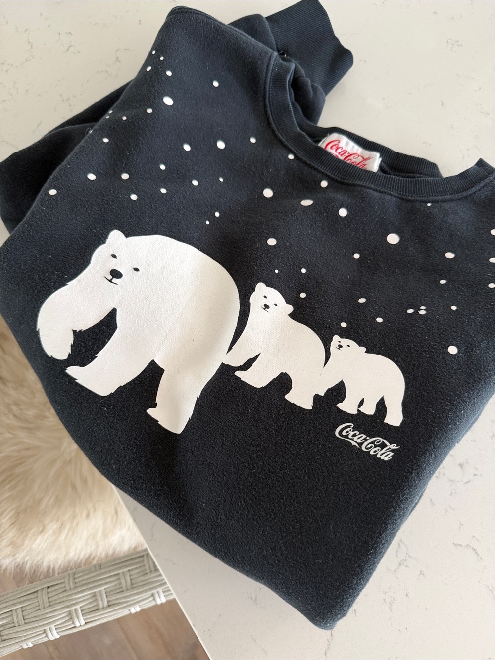 Coca Cola Black Sweatshirt with White Polar Bear Graphic